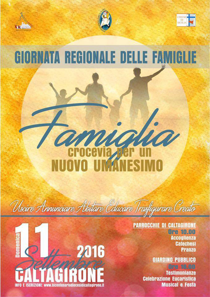 Come ritrovare fiducia nell'amore Locandina della Giornata Regionale delle Famiglie 2016 a Caltagirone CT