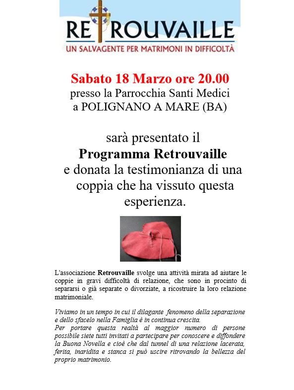 Recuperare dopo una separazione Presentazione del programma Retrouvaille a Polignano Bari