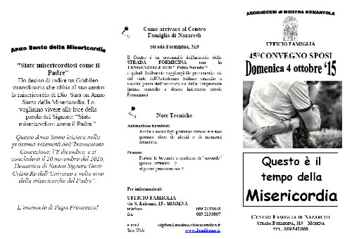 Volantino del 45 convegno sposi a Modena a cui partecipa una coppia di Retrouvaille Come perdonare il coniuge