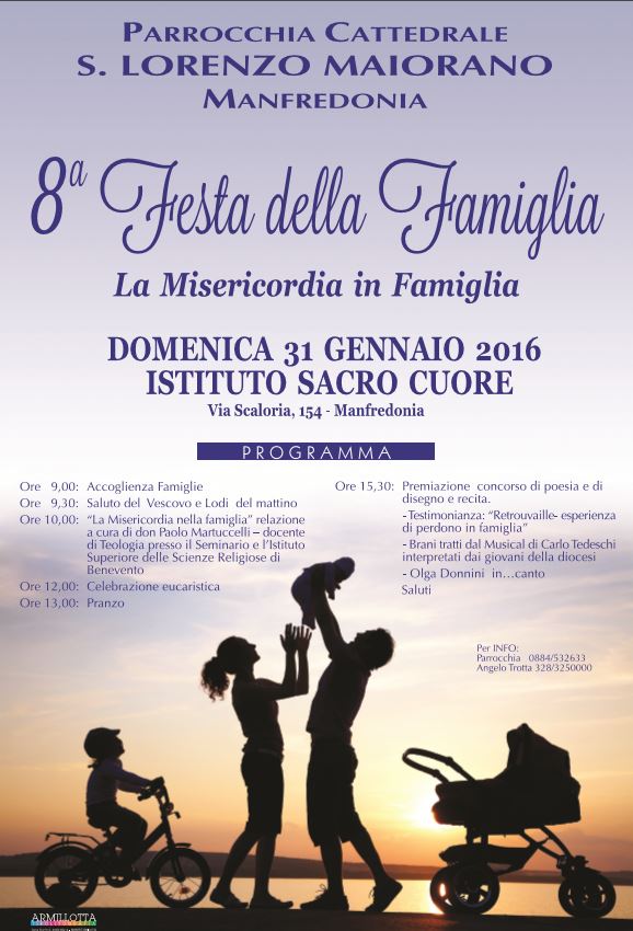 Locandina della Festa della Famiglia a Manfredonia Foggia Storie vere di perdono