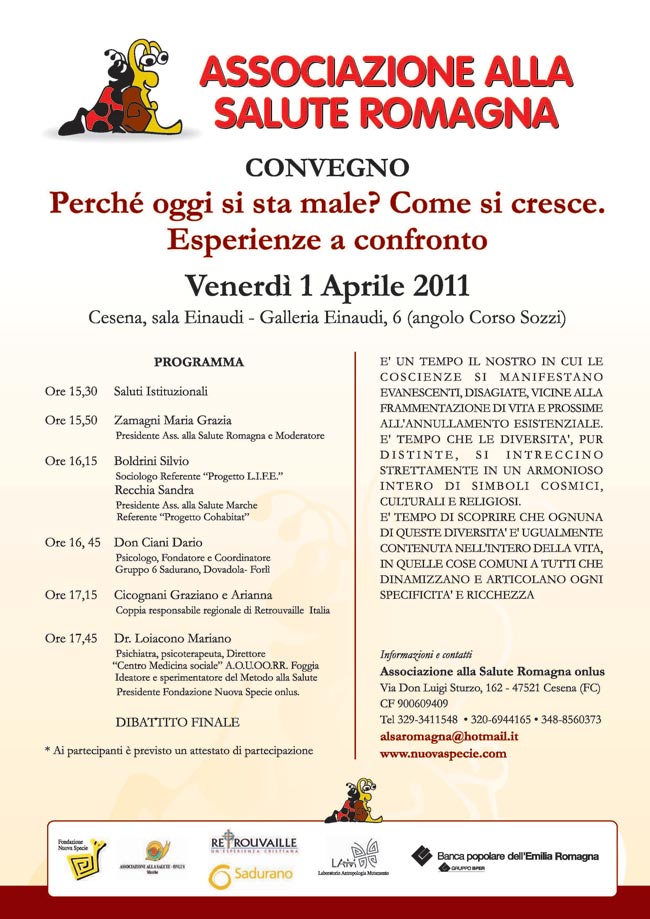 Come crescere in un rapporto di coppia - Convegno a Cesena Tema dell'incontro: "Perché si sta male oggi? Come si cresce. Esperienze a confronto